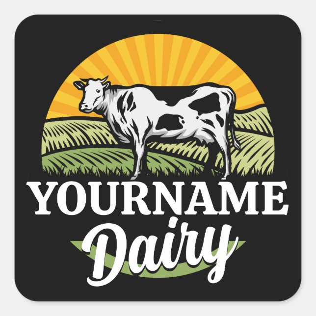 Pegatina Cuadrada NOMBRE ADICIONAL HORA Láctea Sunset Dairy Farm Gra (Anverso)