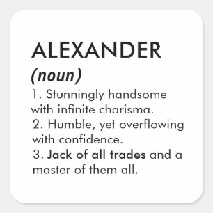 Pegatina Cuadrada nombre Alexander, nombre editable, nombre personal