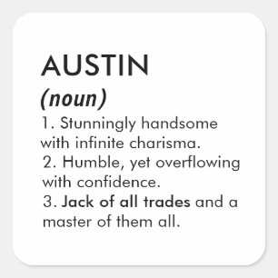 Pegatina Cuadrada nombre Austin, nombre editable, nombre personaliza