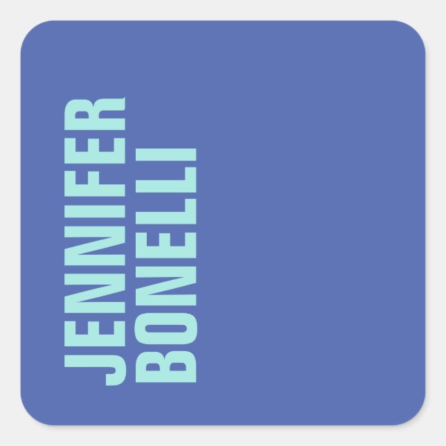 Pegatina Cuadrada Nombre azul negrita minimalista profesional (Anverso)