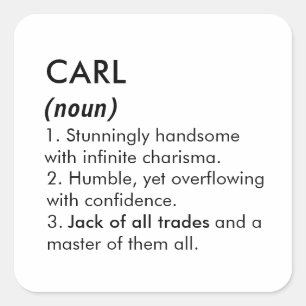 Pegatina Cuadrada nombre Carl, nombre editable, nombre personalizado