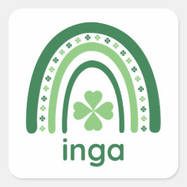 Pegatina Cuadrada Nombre Clover Boho Rainbow