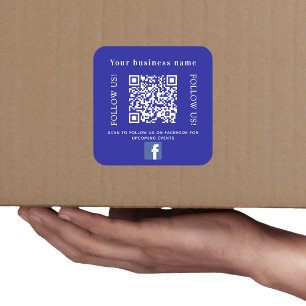 Pegatina Cuadrada Nombre comercial código qr azul oscuro Facebook