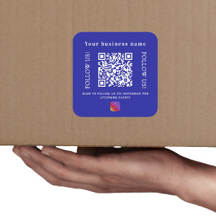 Pegatina Cuadrada Nombre comercial código qr azul oscuro Instagram