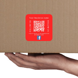 Pegatina Cuadrada Nombre comercial código qr rojo birght Facebook