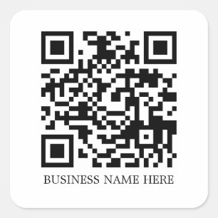 Pegatina Cuadrada Nombre comercial de código QR simple y moderno per