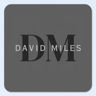 Pegatina Cuadrada Nombre comercial editable (o cualquier otro texto)