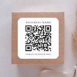 Pegatina Cuadrada Nombre comercial mínimo de vínculo de código QR<br><div class="desc">Simple pegatina de negocio con su enlace de código QR. Para una personalización más avanzada de este diseño,  haga clic en el BOTÓN HERRAMIENTA DE DISEÑO AZUL de arriba. También están disponibles los elementos coincidentes.</div>