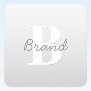 Pegatina Cuadrada Nombre cursivo u otro texto con monograma   Gradie