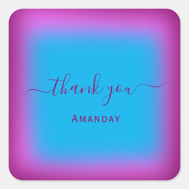 Pegatina Cuadrada Nombre de agradecimiento Arándano Azul Favor Peque (Anverso)