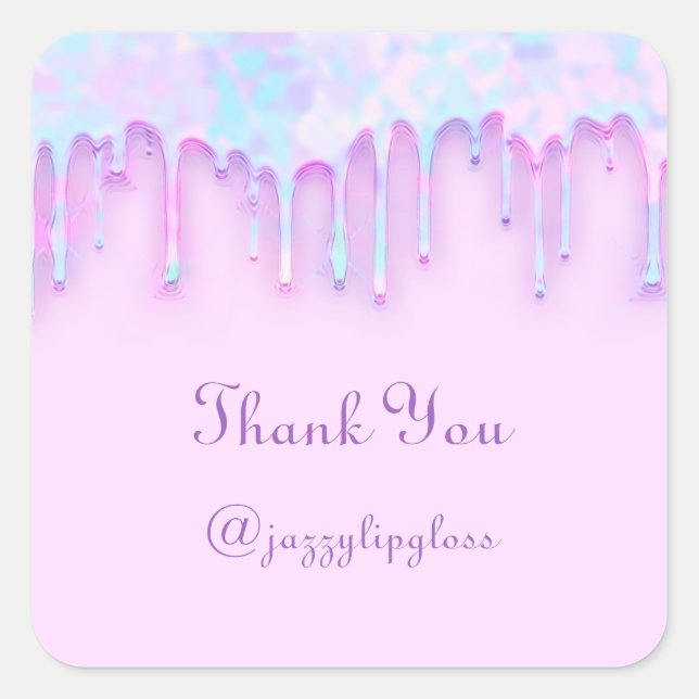 Pegatina Cuadrada Nombre de agradecimiento Goteo Favor Holográfico R (Anverso)