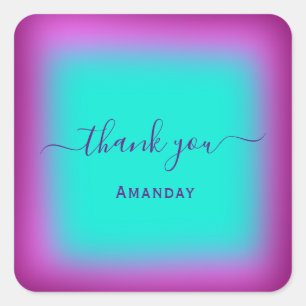 Pegatina Cuadrada Nombre de agradecimiento Ocean Holographic Berry P