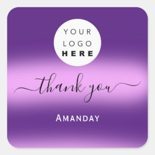 Pegatina Cuadrada Nombre de agradecimiento Purple Pink Online Boutiq