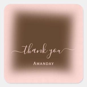 Pegatina Cuadrada Nombre de agradecimiento Rosa de Rubor maquillaje 