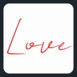 Pegatina Cuadrada Nombre de escritura a mano del Boda de amor rojo b<br><div class="desc">Diseños modernos y sencillos Minimalistas. Todas son sencillas,  modernas y atractivas.</div>