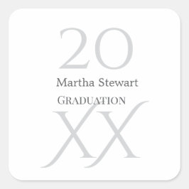 Pegatina Cuadrada nombre de graduación negrita 20XX felicitaciones a