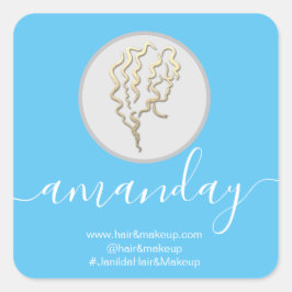 Pegatina Cuadrada Nombre de la compañía de logotipos Hairdresser Mak