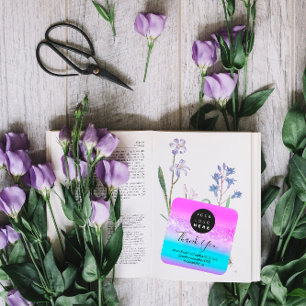 Pegatina Cuadrada Nombre de la compañía del logotipo Gracias PURPURI