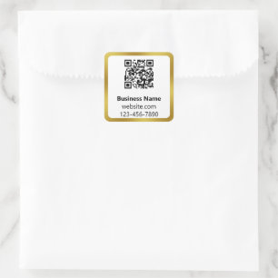 Pegatina Cuadrada Nombre de la empresa Código QR del sitio web del t