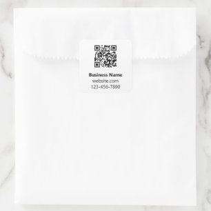 Pegatina Cuadrada Nombre de la empresa Código QR del sitio web teléf