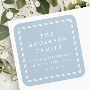 Pegatina Cuadrada Nombre de la familia borde luz polvo azul direcció