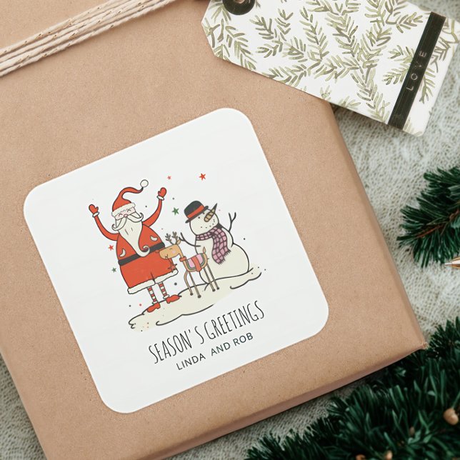 Pegatina Cuadrada Nombre de la familia Higger Navidades de renos de  (Subido por el creador)