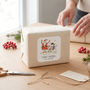 Pegatina Cuadrada Nombre de la familia Higger Navidades de renos de 
