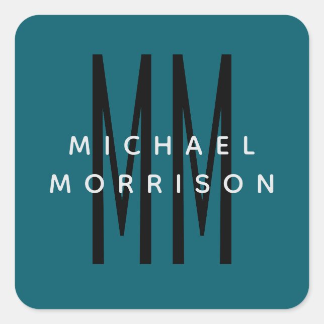 Pegatina Cuadrada Nombre de las letras iniciales del monograma de co (Anverso)