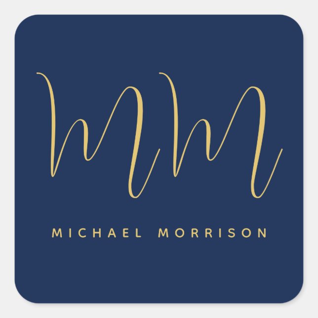 Pegatina Cuadrada Nombre de las letras iniciales profesionales de lo (Anverso)