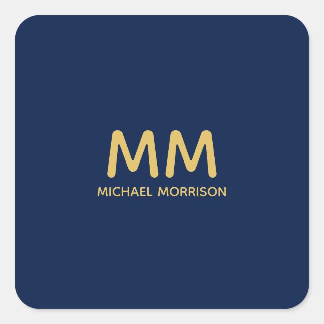 Pegatina Cuadrada Nombre de las letras iniciales profesionales de lo (Anverso)