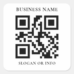 Pegatina Cuadrada Nombre de negocio de código QR personalizado