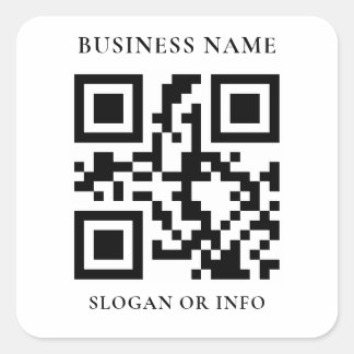 Pegatina Cuadrada Nombre de negocio de código QR personalizado