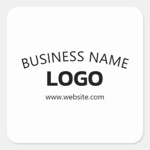 Pegatina Cuadrada Nombre de negocio editable, sitio web y logotipo c