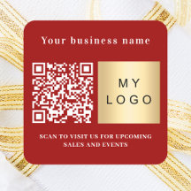 nombre de negocio logo rojo código qr