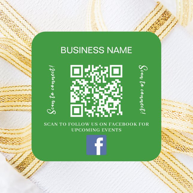 Pegatina Cuadrada Nombre de negocio verde forestal código qr Faceboo (Subido por el creador)