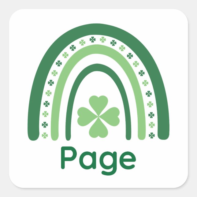 Pegatina Cuadrada Nombre de página Clover Boho Rainbow (Anverso)