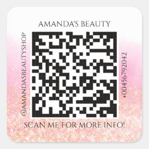 Pegatina Cuadrada Nombre de promoción de código QR Contacto Purpurin
