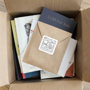 Pegatina Cuadrada Nombre del Club de Lectura Personalizado