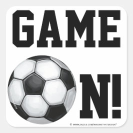 Pegatina Cuadrada Nombre del equipo y número de la pelota de fútbol