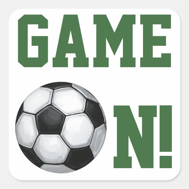 Pegatina Cuadrada Nombre del equipo y número de la pelota de fútbol (Anverso)
