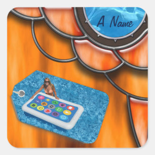 Pegatina Cuadrada Nombre del fiesta del grupo