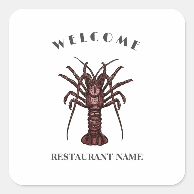 Pegatina Cuadrada Nombre del logo del Lobster Restaurant (Anverso)