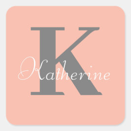 Pegatina Cuadrada Nombre del monograma de la bandeja de luz