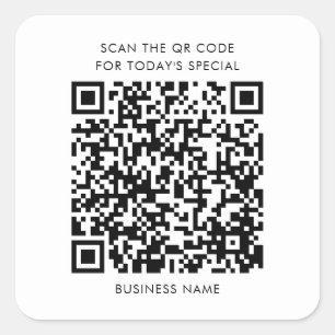 Pegatina Cuadrada Nombre del Negocio y Menú con Código QR