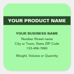 Pegatina Cuadrada Nombre del producto resaltado en verde claro