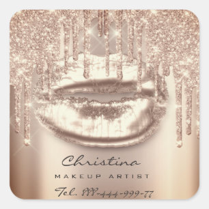 Pegatina Cuadrada Nombre espumoso del artista de maquillaje de los l