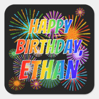 Nombre "ETHAN", diversión "FELIZ CUMPLEAÑOS"