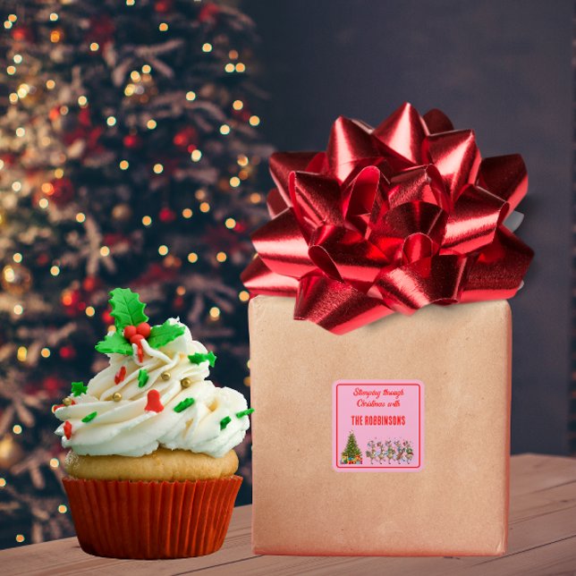 Pegatina Cuadrada Nombre familiar Navidades caprichosos marchando re (Subido por el creador)