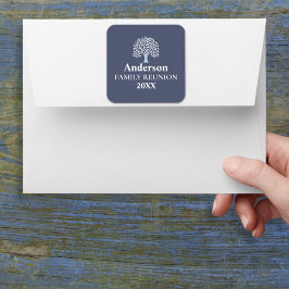 Pegatina Cuadrada Nombre/fecha personalizado de reunión de familia d