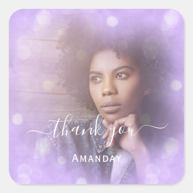 Pegatina Cuadrada Nombre Foto Morple Bridal Sweet16 (Anverso)